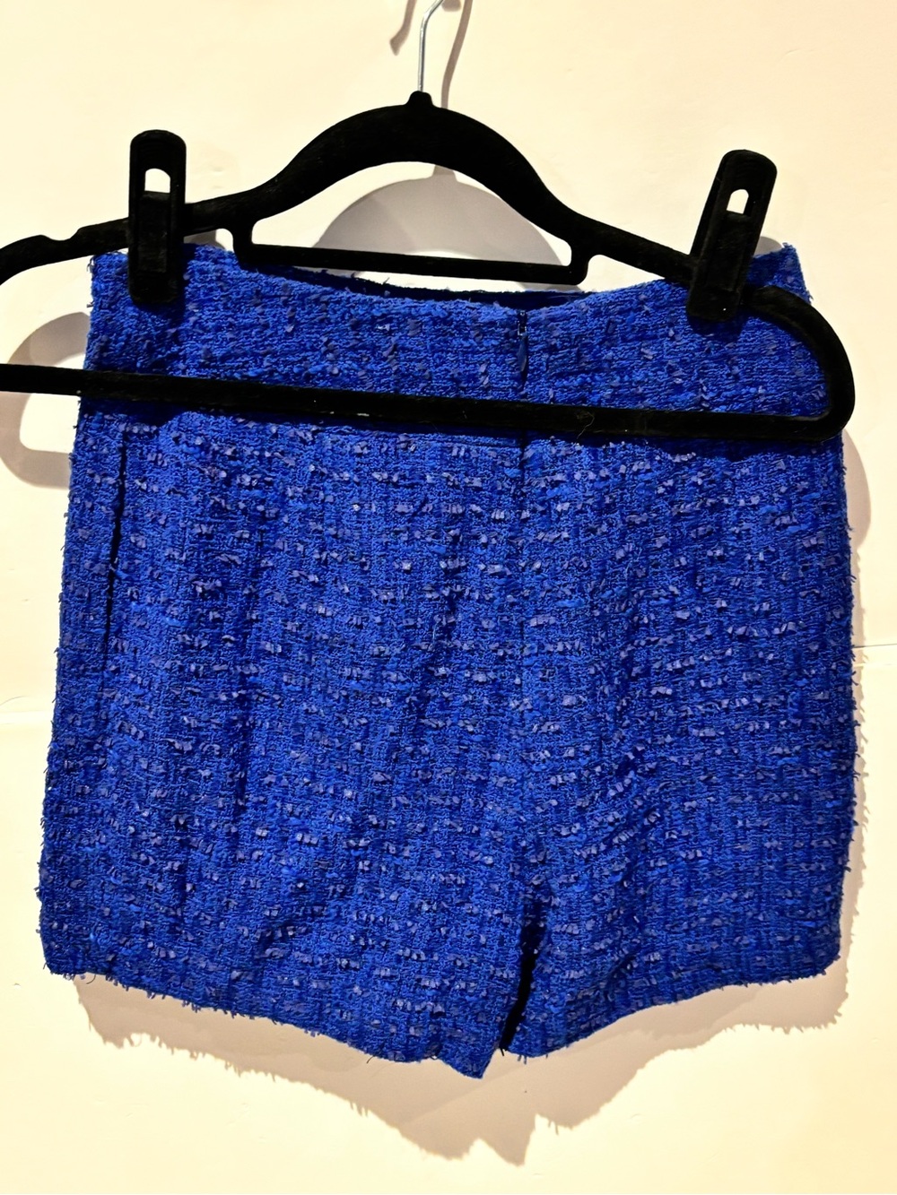 High-Waist Royal Blue Tweed Women’s Shorts